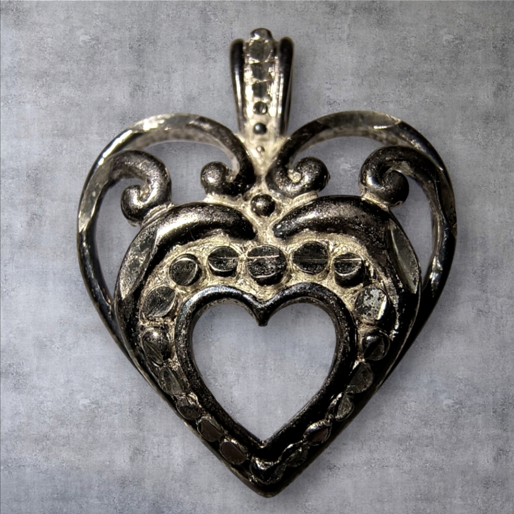 Sterling Silver Sparkle Cut Heart Pendant